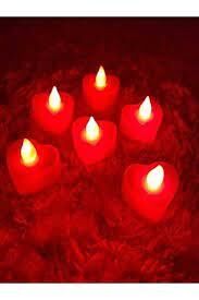 Nedi Işıklı Mum Pilli Tea Light Kalpli Kırmızı Pl-d26