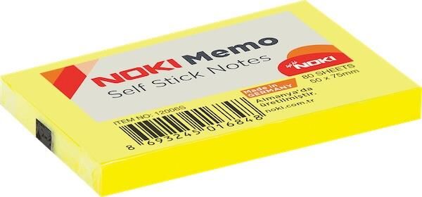 Noki Yapışkanlı Not Kağıdı 50x75 Mm Limon Sarı 12006s