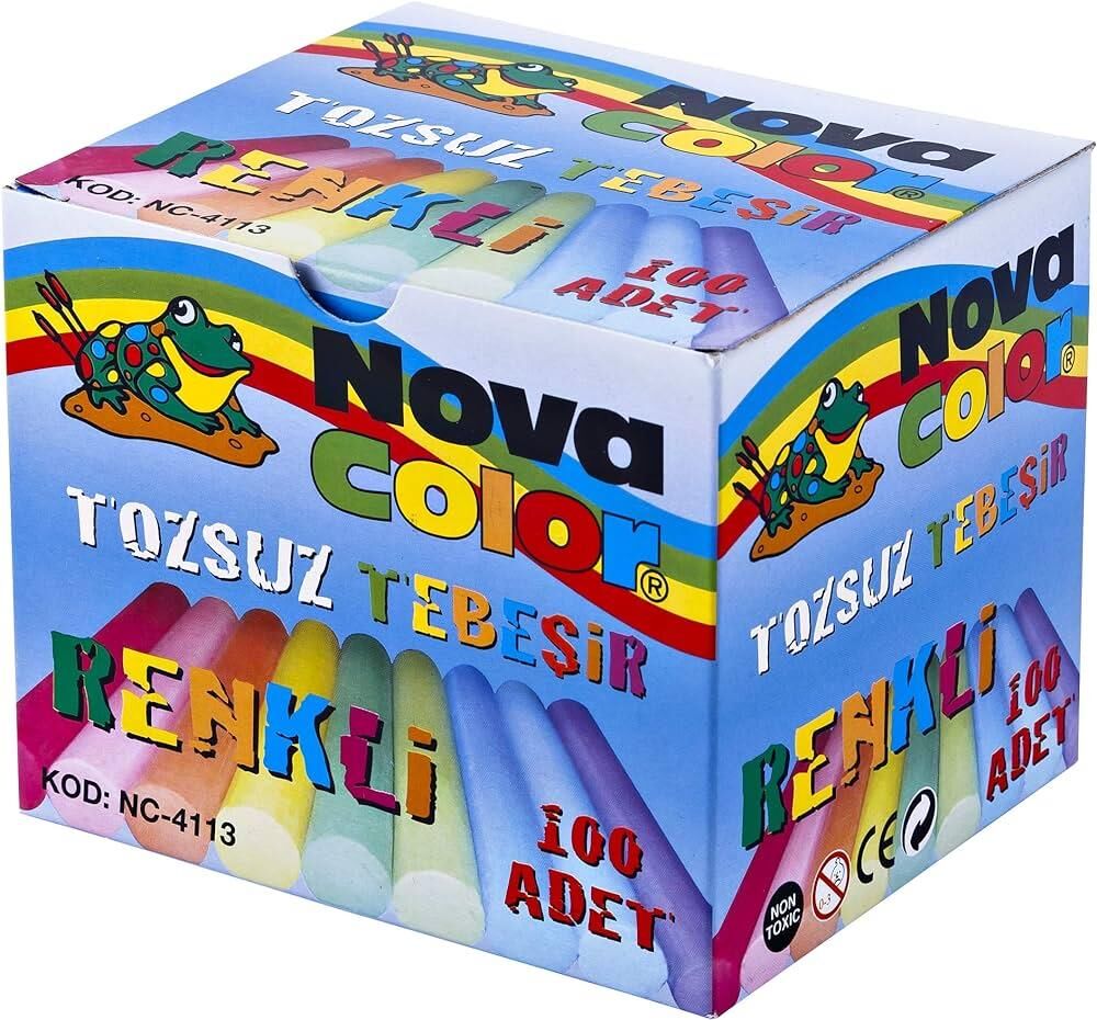 Nova Color Tozsuz Tebeşir 100'lü Renkli Nc-4113