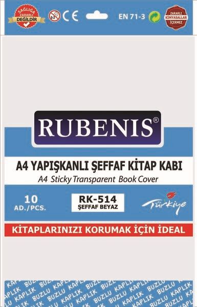 Rubenis A4 Yapışkanlı 10'lu Buzlu Şeffaf Kitap Kabı Rk-514