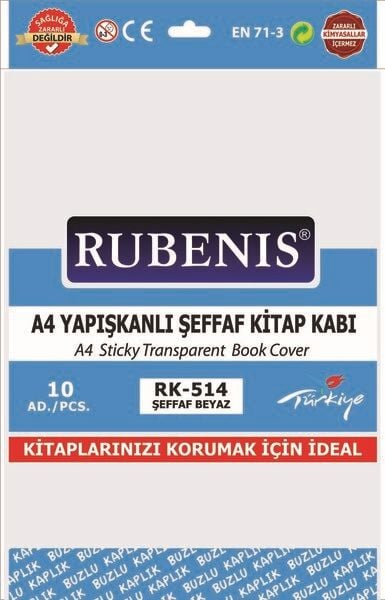 Rubenis A4 Yapışkanlı 10'lu Buzlu Şeffaf Kitap Kabı Rk-514