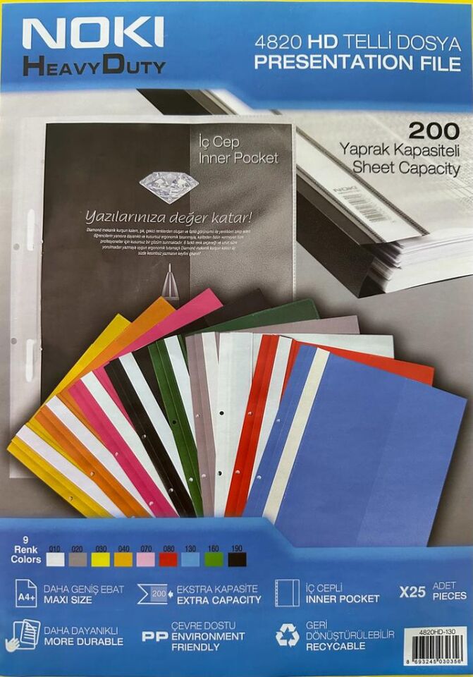 Noki Körüklü Telli Dosya 25'li Gri 4820hd-020