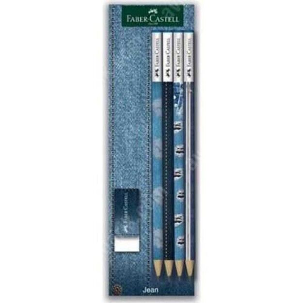 Faber Castell Kurşun Kalem + Silgi Seti 5'li Set Jean 524815