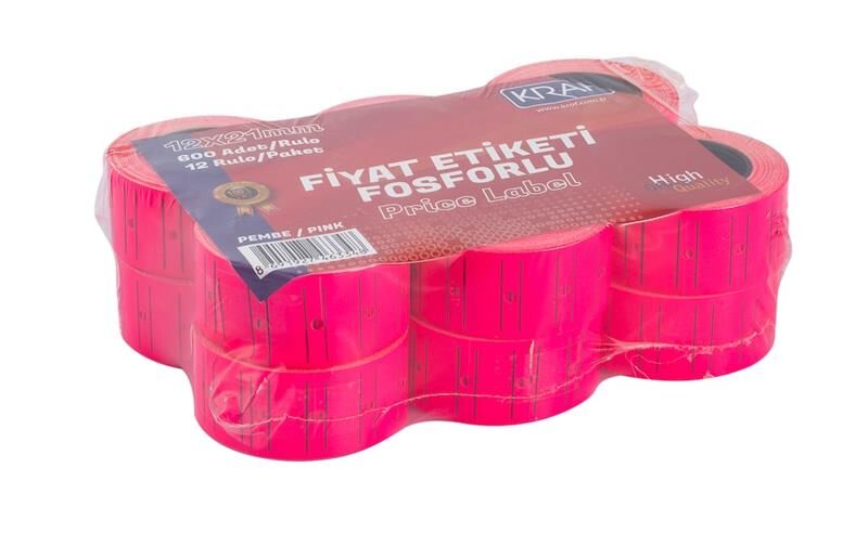 Kraf Motex Etiket 12x21 Mm Fosforlu Pembe