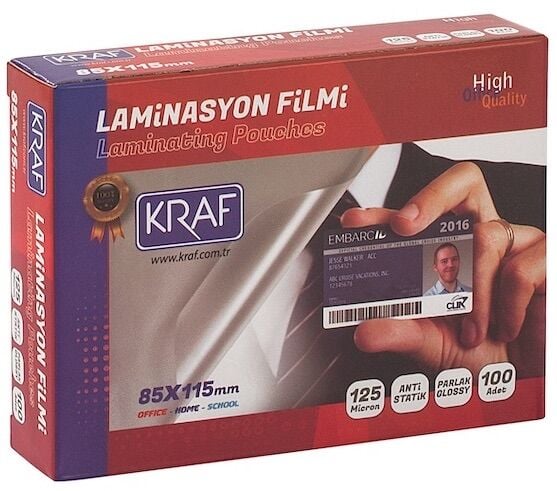 Kraf Laminasyon Filmi 85x115mm 125 Mic 100'lü 2128