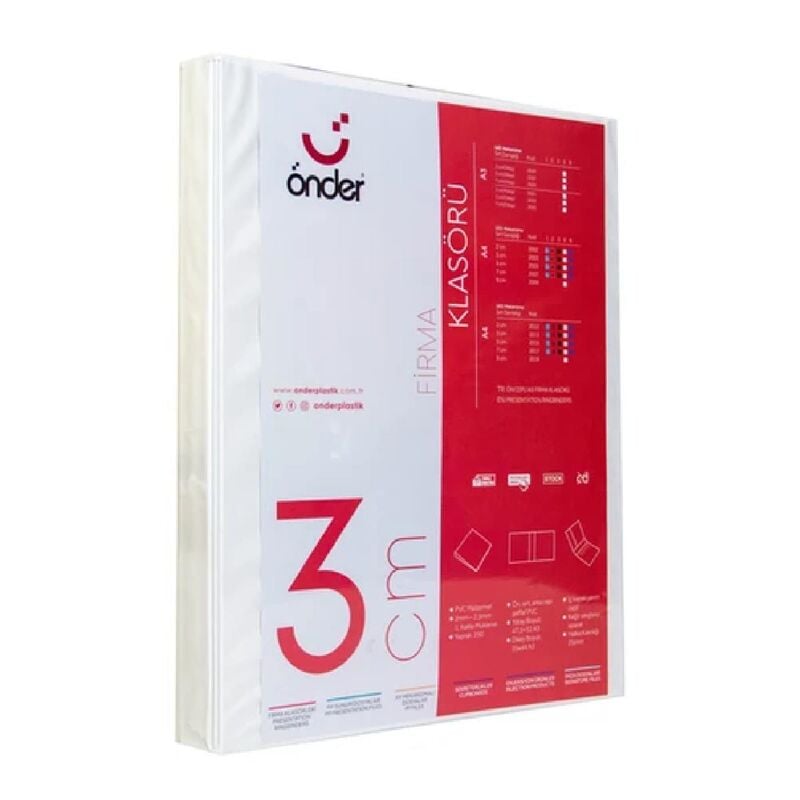 Önder Sunum Klasörü 4 Halkalı 30 Mm A3 Dikey Beyaz 2020-5