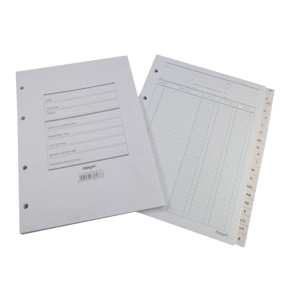 Özkan Cari Hesap Klasörü Yedeği A4 Büyük G0578