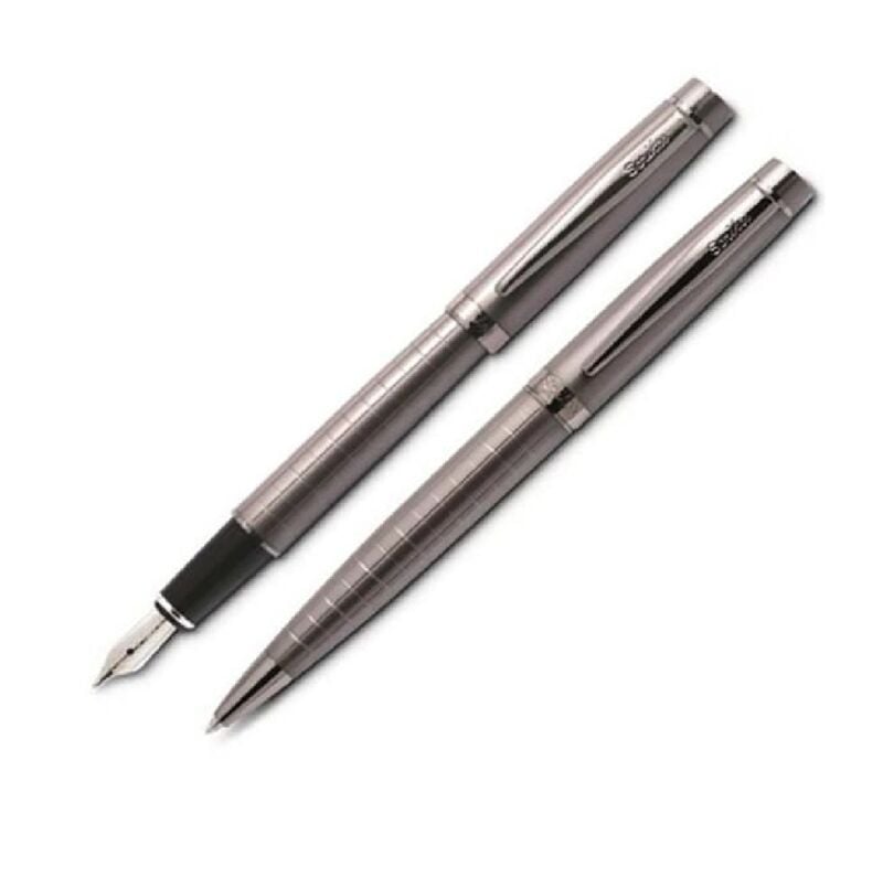 Scrikss Dolma Kalem - Tükenmez Kalem 38 İkili Set Karbon Gri T000sahh38026a
