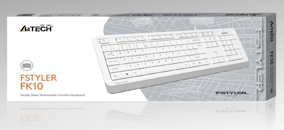 A4 Tech Fk10 Q Usb Fsytyler Beyaz Tr Fn-mmedya Klavye