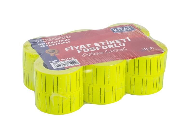 Kraf Motex Etiket 12x21 Mm Fosforlu Sarı