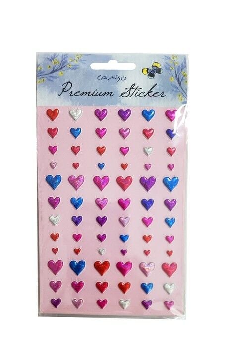 Bu-bu Puf Metalik Kalp Stıcker Cas-01-007