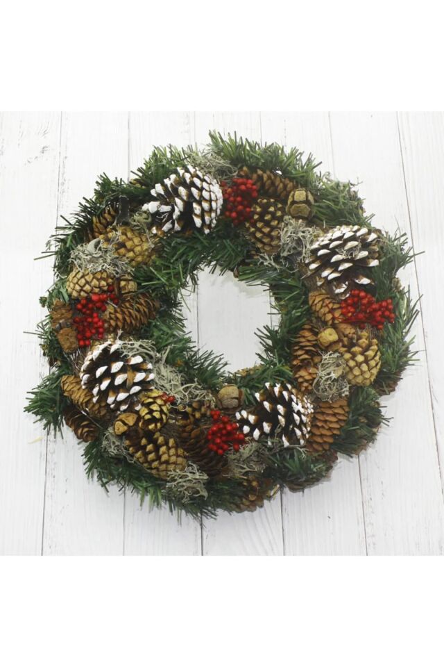 Naturel Yılbaşı Kapı Süsü Süslü Halka 30cm Ast8555