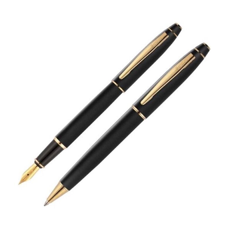 Scrikss Dolma Kalem - Tükenmez Kalem 35 İkili Set Mat Siyah Altın T000sahh35058a