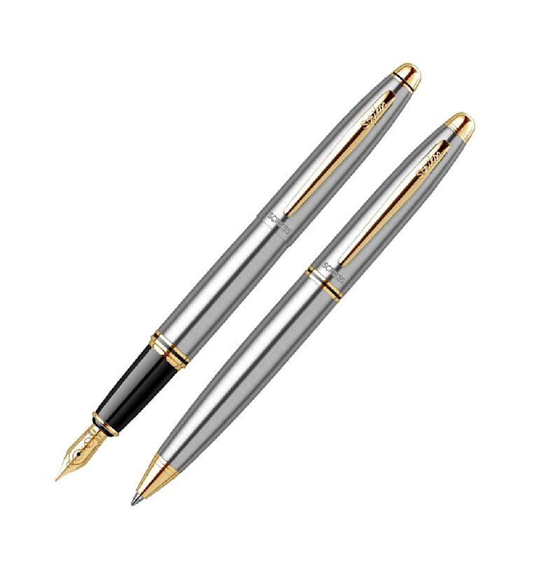 Scrikss Dolma Kalem - Tükenmez Kalem 88 İkili Set Gold Krom T000sahh88gkra