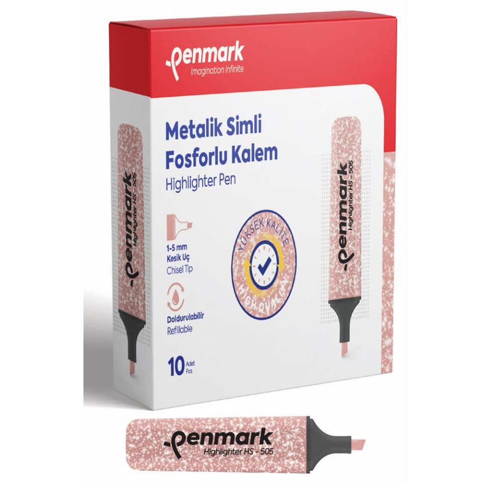 Penmark Metalik Simli Fosforlu Kalem Bronz Hs-505-14