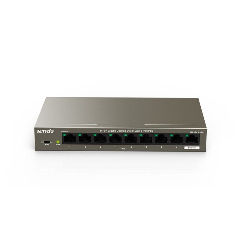 Tenda Teg1109p 9 Port 8 Port Poe+ 10-100-1000 Switch + 1 Port Uplink
