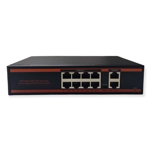 Nova Nd1p802lf 8 Port Poe+ 10-100 Mbps 2 Port 10-100 Uplink Switch 150w