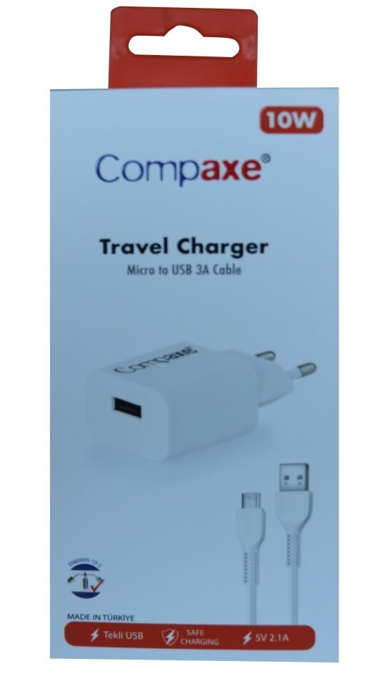Compaxe Cta-521mu 5v 2.1a 10w 1mt Usb 3.0 Ev Şarj+ Mikro Şarj Kablosu