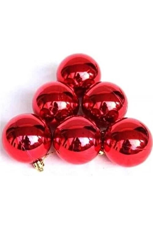 Nedi Ağaç Süsü Top 8 Cm 6 Lı Kırmızı Nedi-8006r