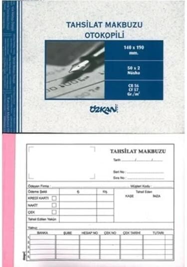 Özkan Tahsilat Makbuzu 50x2 Nüsha Otokopili G0120