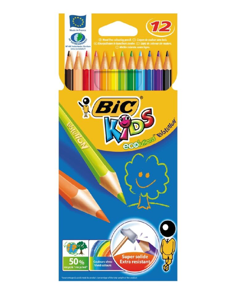 Bic Kids Kuruboya 12'li Evolution Karton Kutu 829029