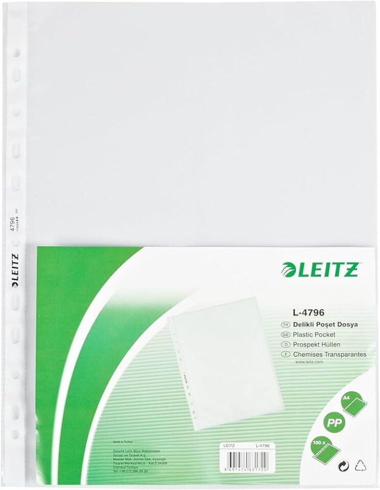 Leitz Poşet Dosya A4 100'lü Şeffaf Buzlu 4796-10-00