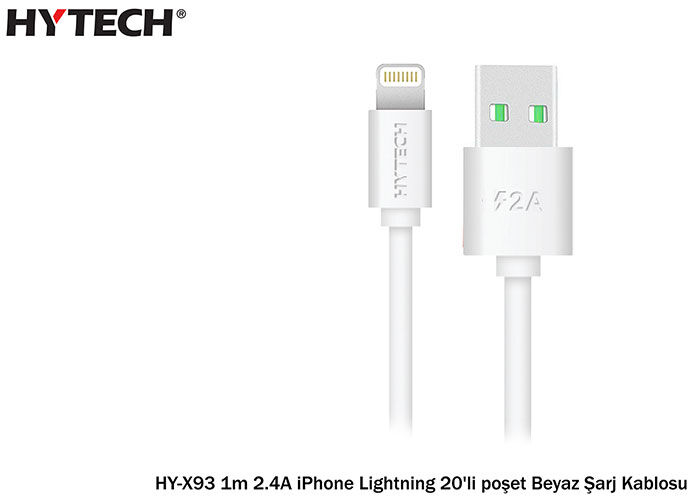 Hytech Hy-x93 1m 2.a Iphone Lightning Beyaz Şarj Kablosu