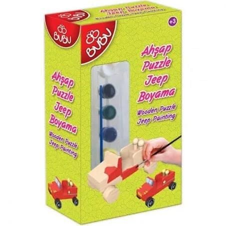 Bu-bu Ahşap Puzzle Jeep Boyama Ap0064