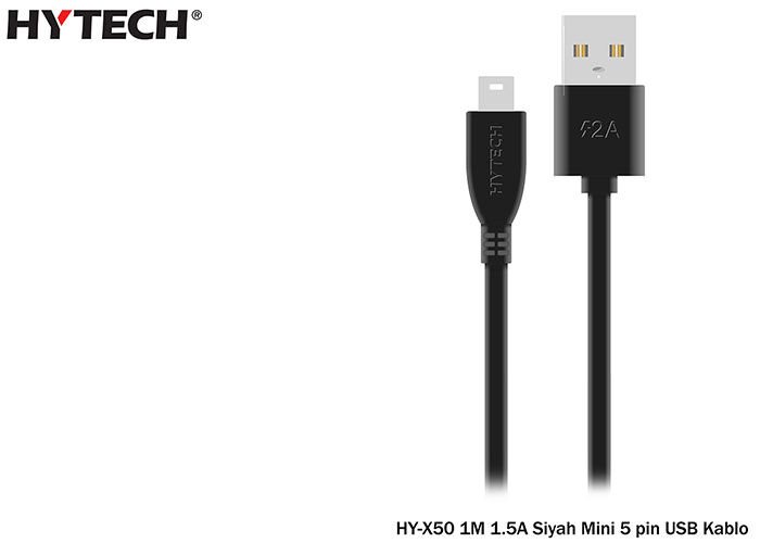 Hytech Hy-x50 20li Paket Usb Mini 5pin 1m 1.5a Siyah Şarj Kabosu 20li Paket