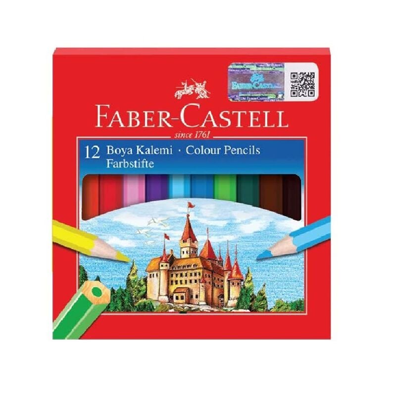 Faber Castell Kuru Boya Kalemi 12'li Karton Kutu Yarım Boy 116412
