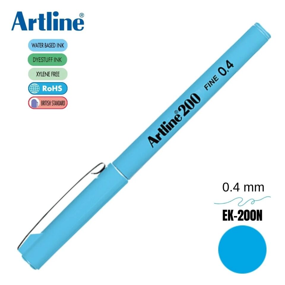 Artline Ek-200n Fine Keçe Uçlu Yazı Kalemi 0,4mm Açık Mavi