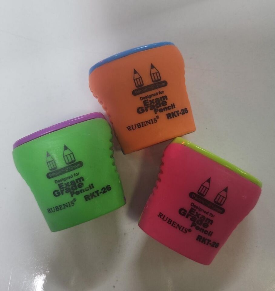 Rubenis Çift Açacaklı Elips Kavanozda 4 Renk Kalemtraş Rkt-26