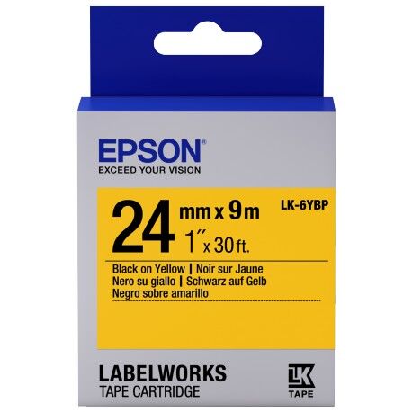 Epson Lk-6ybp Pastel Siyah Üzeri Sarı 24mm 9metre Etiket