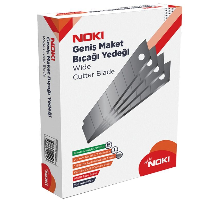 Noki Geniş Maket Bıçağı Yedeği (18mm) (10'lu Tüp) 6500
