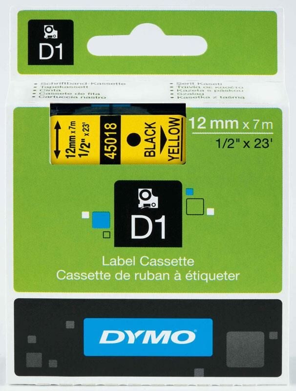 Dymo D1 Yedek Şerit 12 Mm X 7 Mt Sarı / Siyah (45018) Dy-0720580