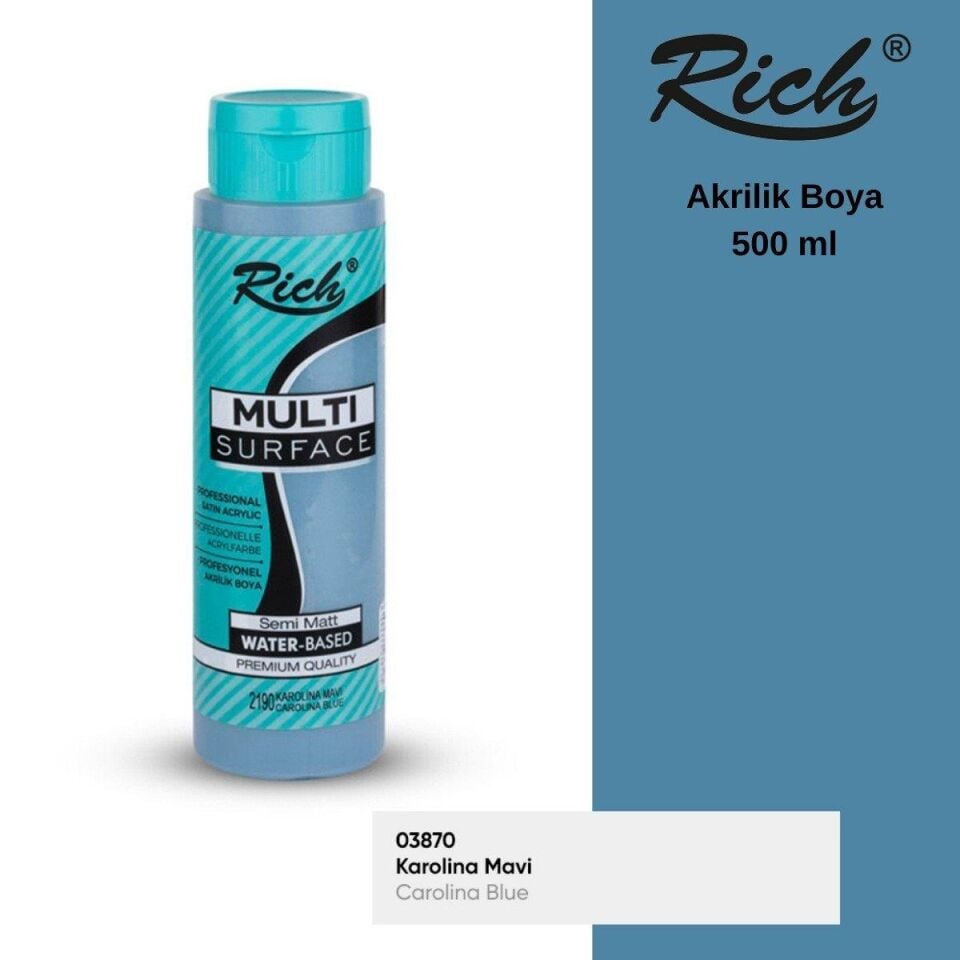 Rich Multi Surface Akrilik Boya 500 Cc ( 2190 ) Karolına Mavi Mls-500-03870