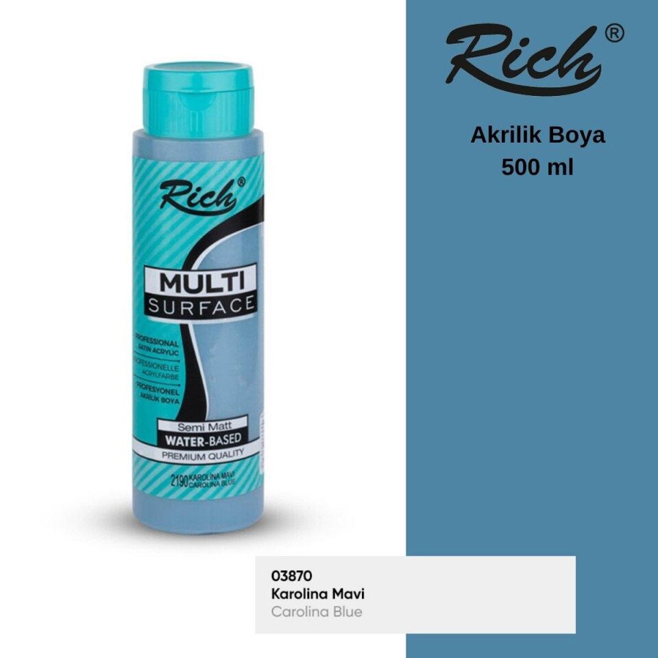 Rich Multi Surface Akrilik Boya 500 Cc ( 2190 ) Karolına Mavi Mls-500-03870