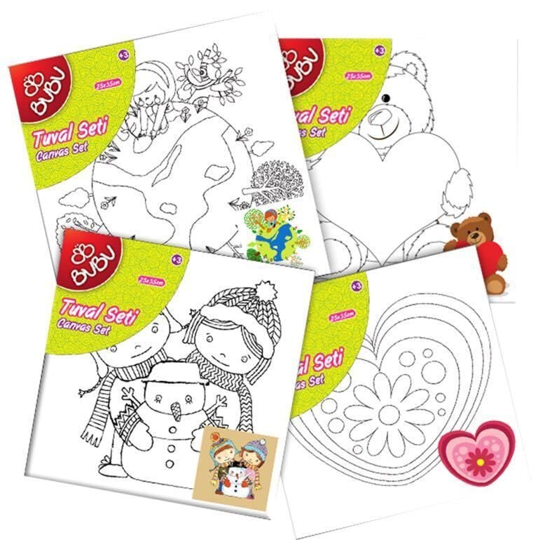 Bu-bu Desenli Tuval 20x20 Cm Boyasız Tu0002