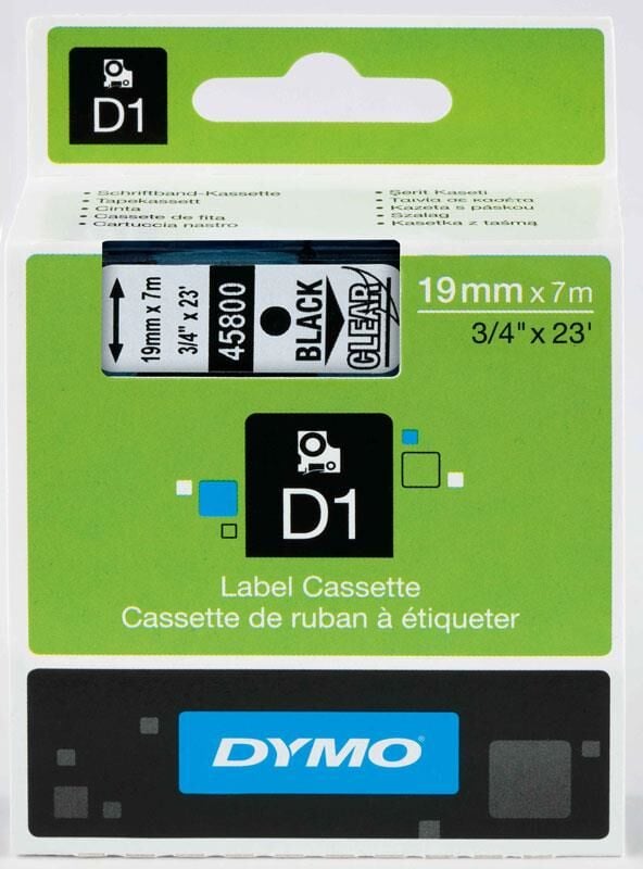 Dymo S0720820 D1 Yedek Şerit 19mm X 7mt Şeffaf-siyah 45800