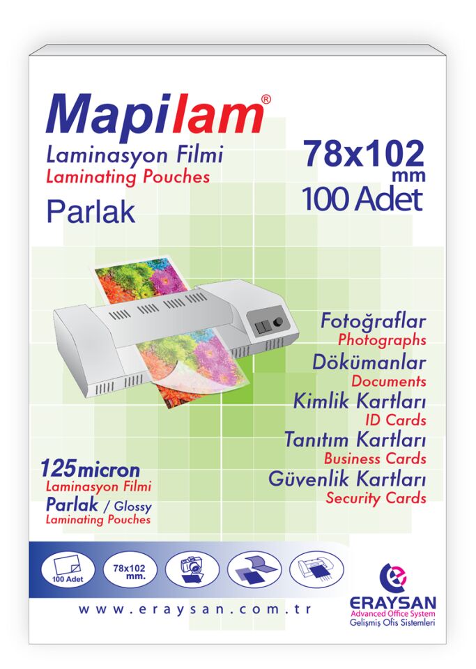 Mapi Laminasyon 125 Mic.78x102 100 Lü Parlak 1021210 1021210