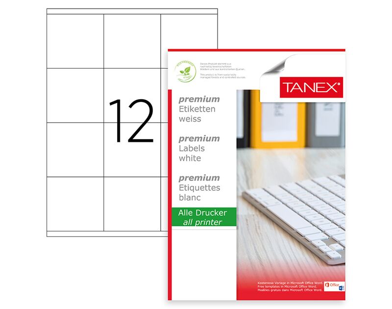 Tanex Laser Etiket Tw-2612 105x48 Mm Beyaz Tw2612las10100