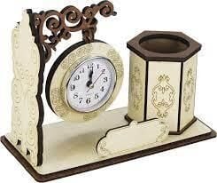 Şekilay Ahşap Kalemlik Saatli 63571