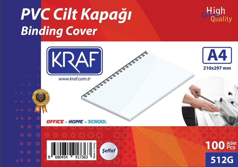Kraf Cilt Kapağı A4 160 Mic. 100'lü Paket Şeffaf 512g
