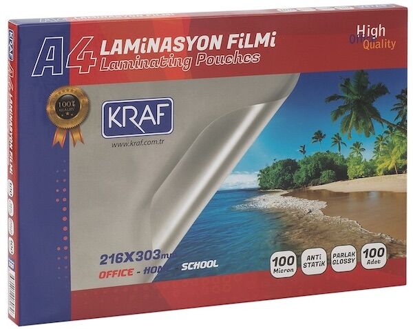 Kraf Laminasyon Filmi A4 100 Mic 100'lü Parlak 2120