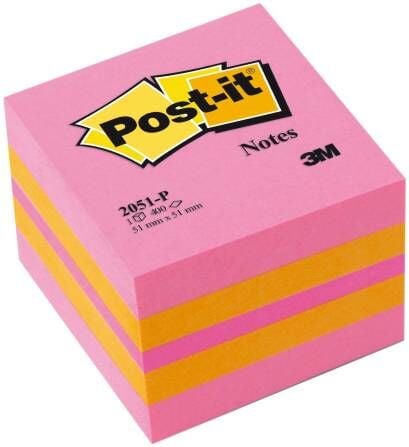 3m Post-it Yapışkanlı Not Kağıdı 51x51 Mm 400 Yp Küp Pembe Tonları 2051-p