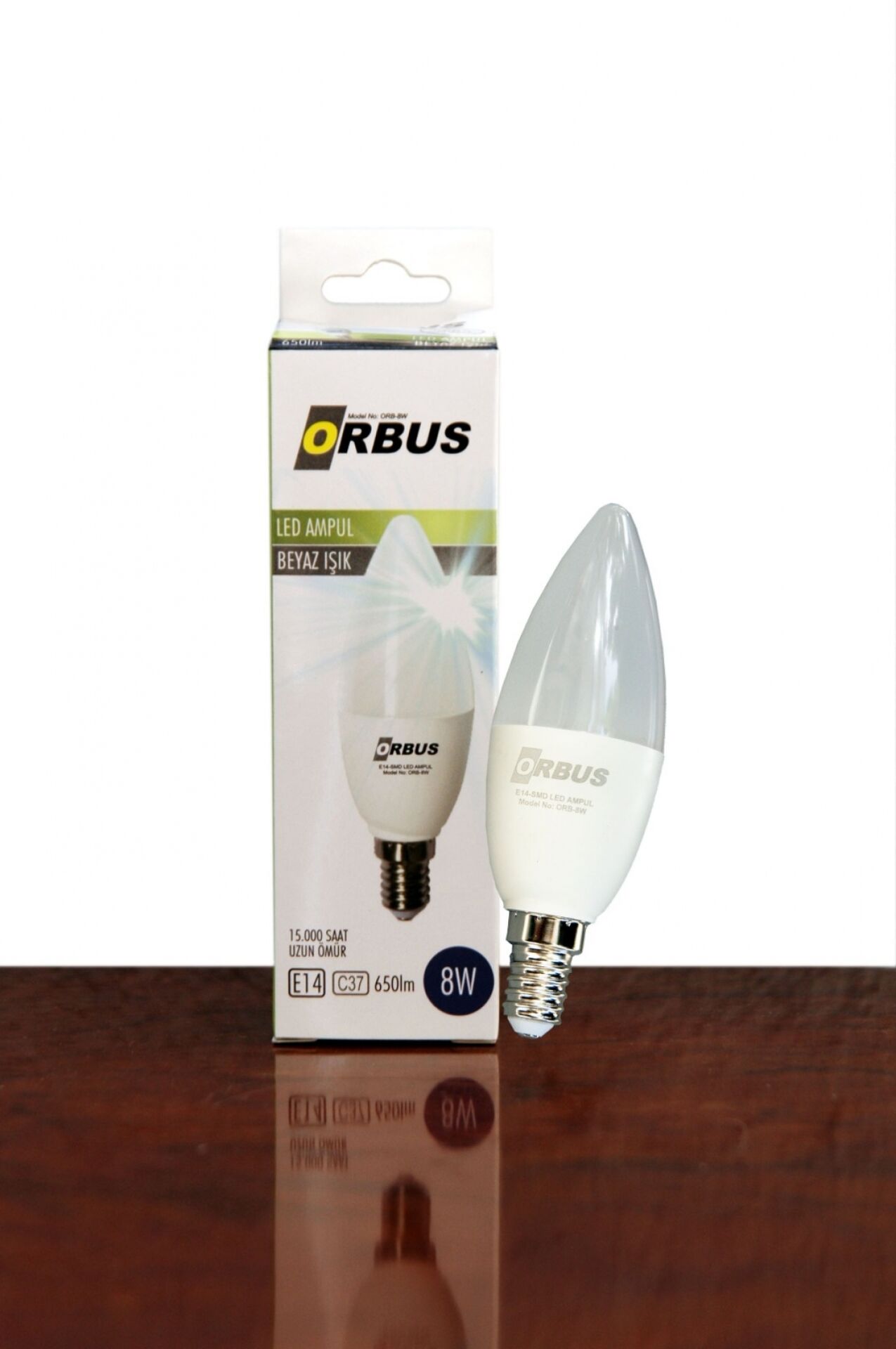 Orbus Orb-8w 8w E14 C37 650lm 6500k Beyaz Işık Ra70 220-240v-50hz