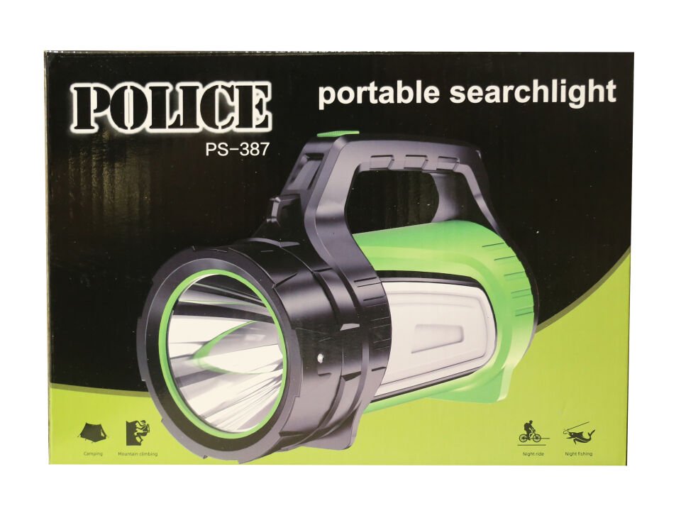 Polıce Ps-387 Arkasında Şerit Işık,kırmızı İkaz Işığı Ve Kırmızı Dönen Işıklı Şarjlı Spot Fener