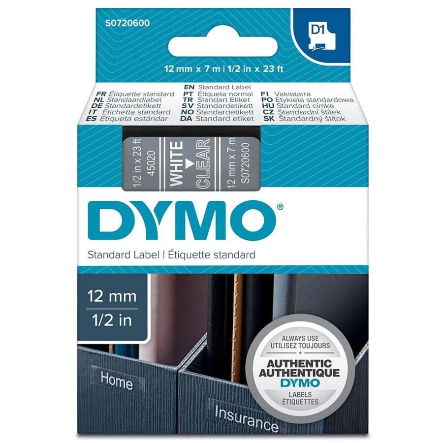 Dymo D1 Yedek Şerit 12 Mm X 7 Mt Şeffaf / Beyaz (45020) Dy-0720600