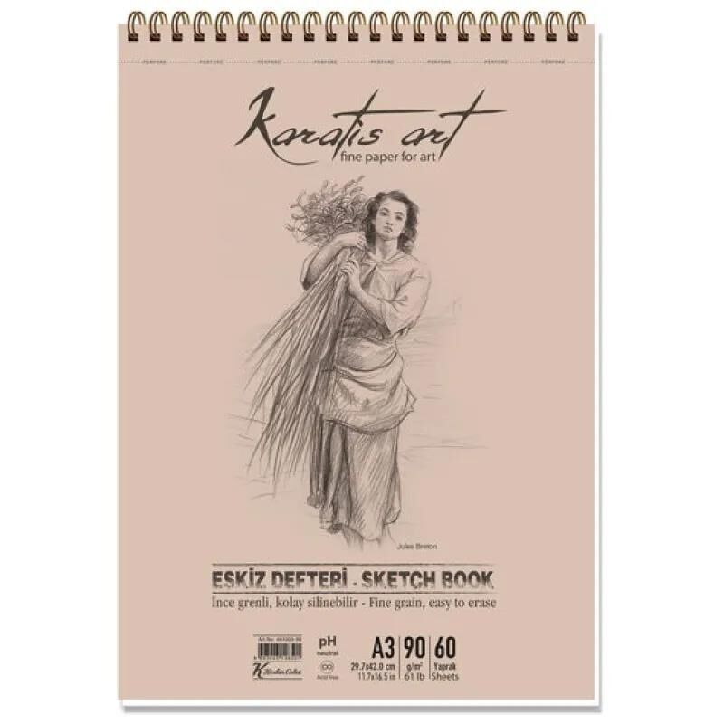 Keskin Color Karatis Eskiz Blok Spiralli Art 90 Gr A3 40 Yp 481008-99