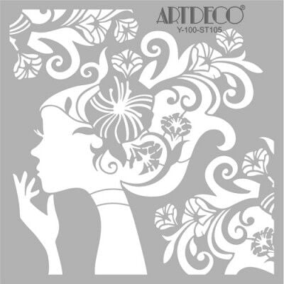 Artdeco Stencil 30x30cm Çiçek Kız 105 Lv-y-100-st105